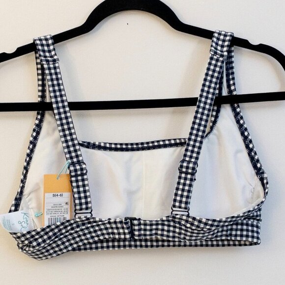 NWT Kona Sol Navy Gingham Bralette Bikini Top – Size Small (4–6) - Picture 2 of 3